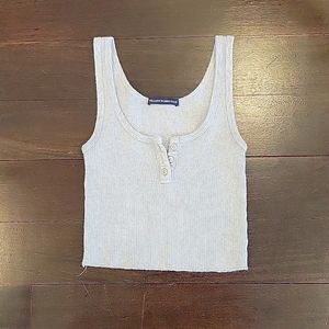 BRANDY MELVILLE GREY RIBBED CROP TOP TANK TOP